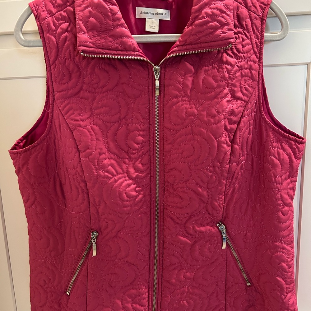 Christopher & Banks Women's Pink Quilted Vest Size L